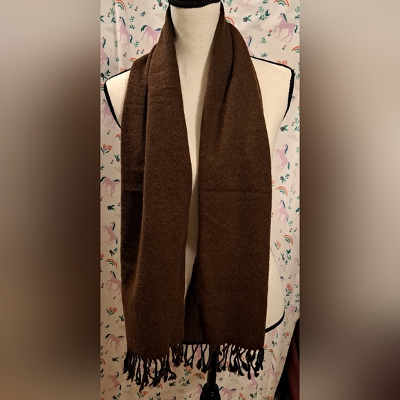 Vintage Glen Heath Brown Camel Hair Unisex Casual Neutral Scarf Wrap w/ Fringe - Picture 2 of 7
